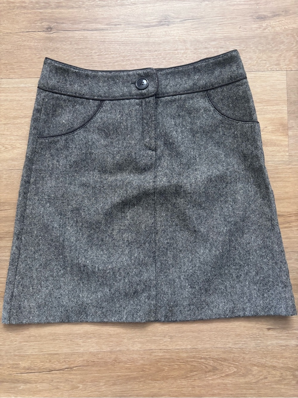 H&M Vintage Merle Gray Wool Tweed Blend Pockets A-line Skirt Size 6
